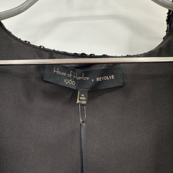 House of Harlow x REVOLVE V-Neck Blouse size XS Black with Gold Dots - Picture 5 of 8